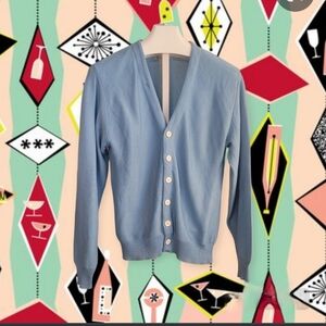 Vintage Light Blue Classic Cardigan Sweater
